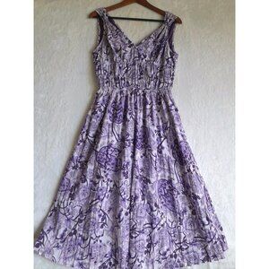 Womens Sz Small Fit & Flare 50s Style Floral Party Baby Shower Event Midi Dress